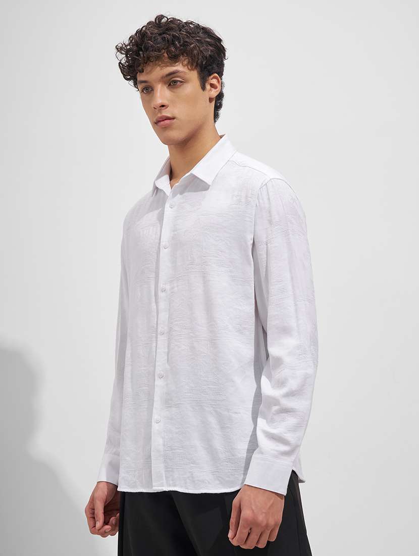 men self design long sleeve regular fit casual shirt - 22526821 -  Standard Image - 3