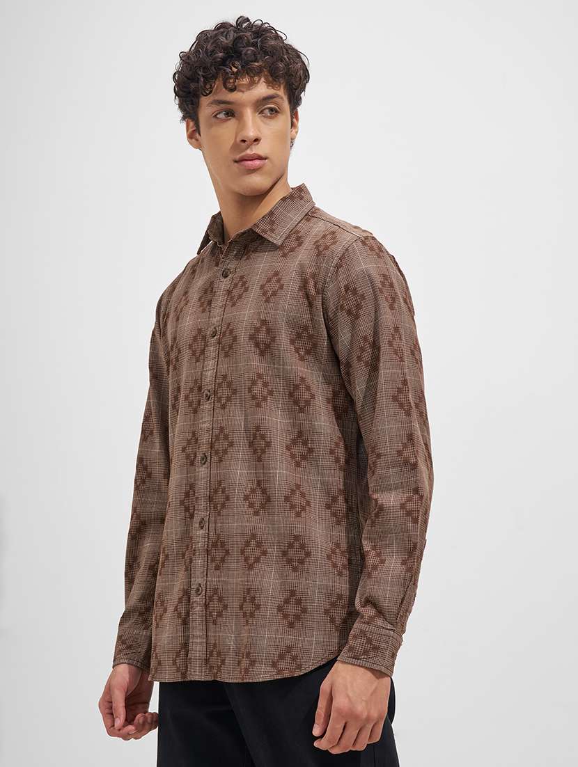 Men Self Design Long Sleeve Regular Fit Casual Shirt - 22526826 -  Standard Image - 3