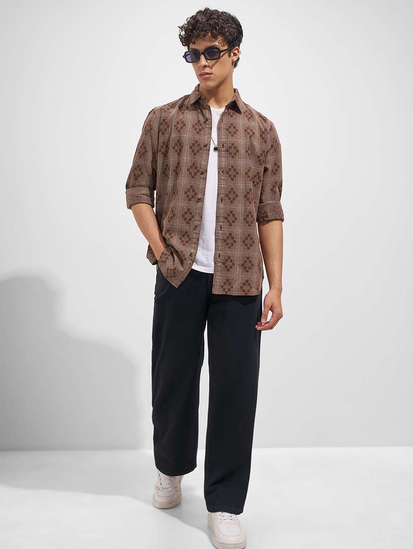 Men Self Design Long Sleeve Regular Fit Casual Shirt - 22526826 -  Standard Image - 5
