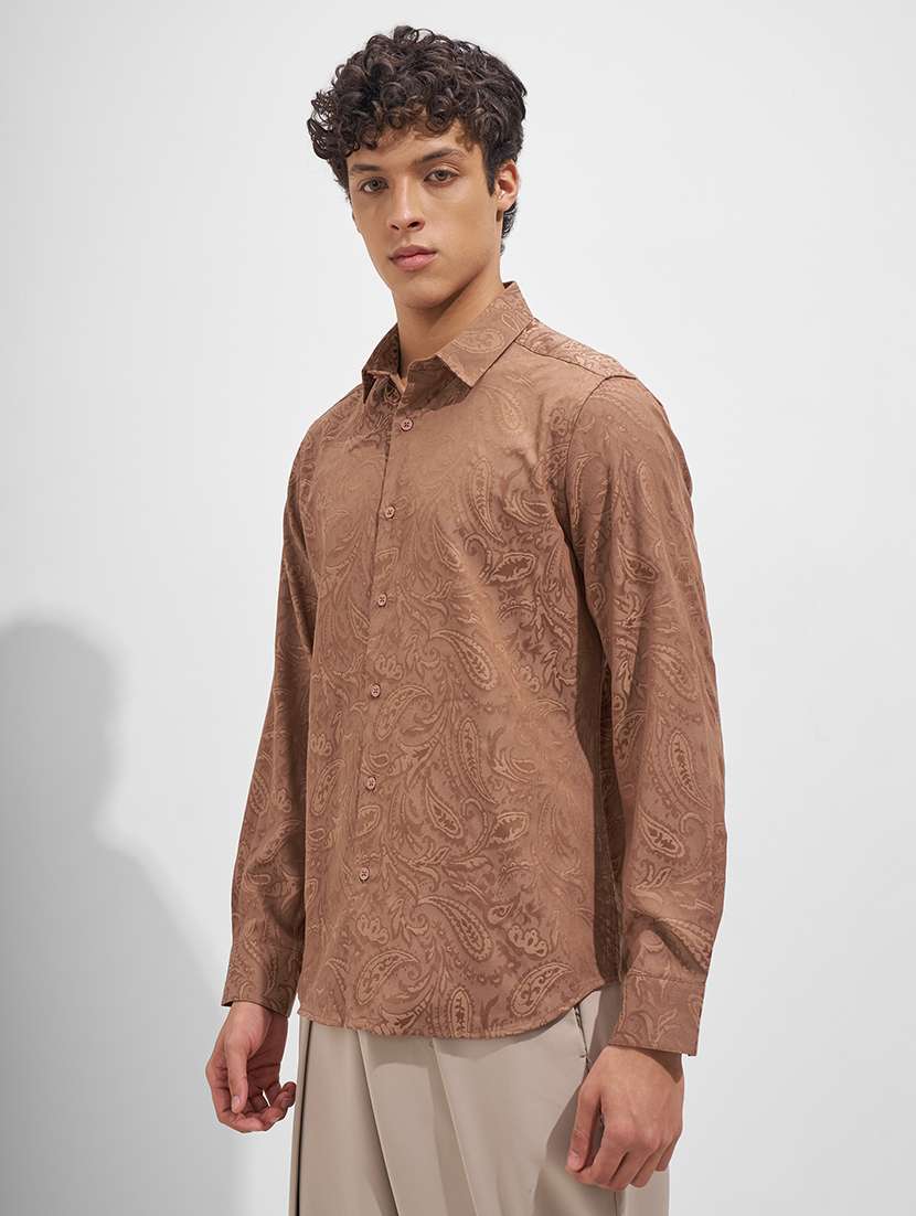 men self design long sleeve regular fit casual shirt - 22526828 -  Standard Image - 3