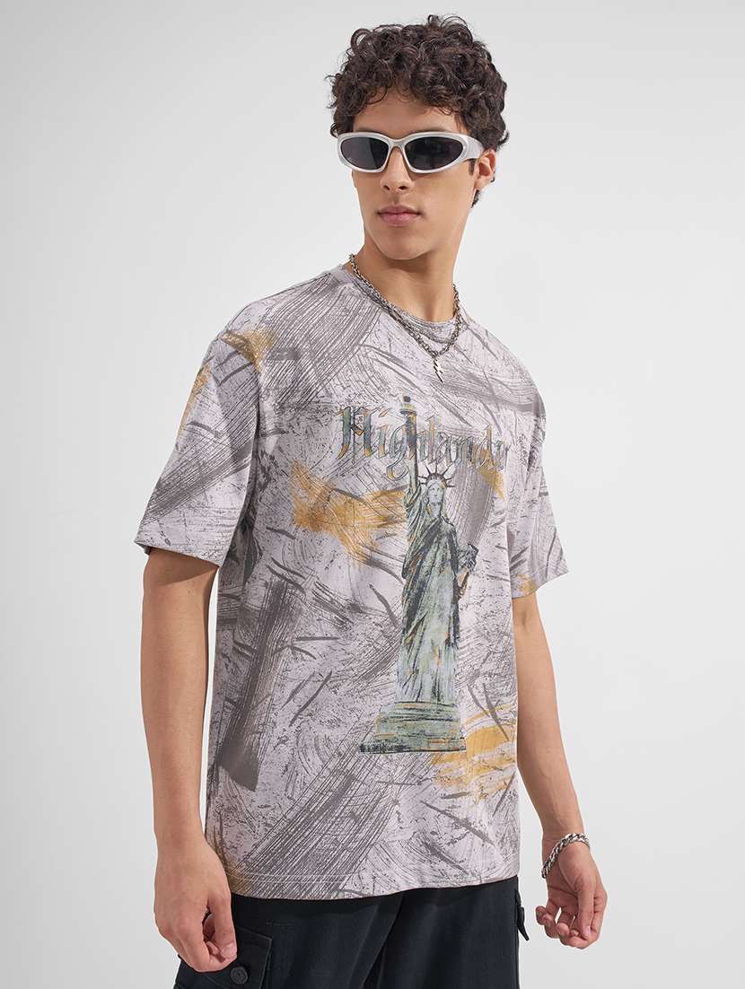 men printed short sleeve oversized t-shirt