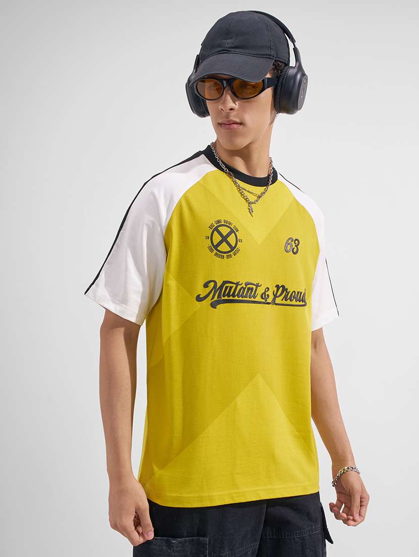 men color block raglan sleeve oversized t-shirt