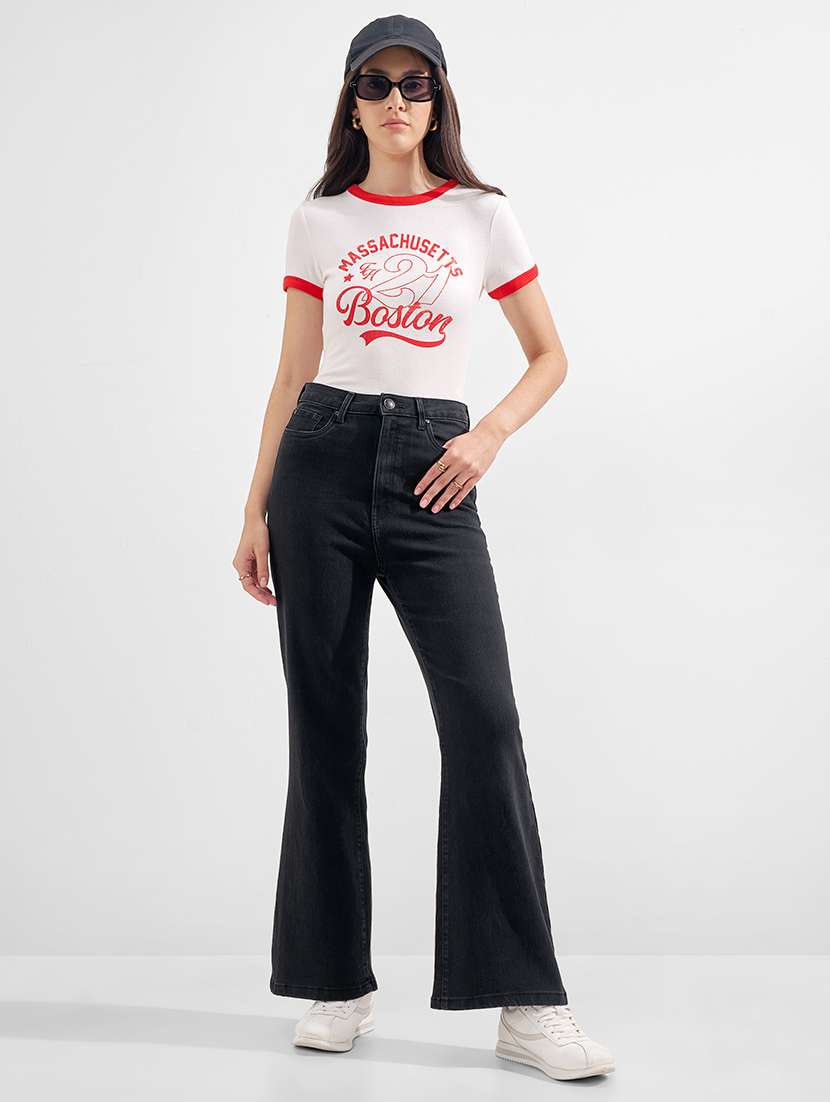 women solid high rise bootcut jeans - 22526931 -  Standard Image - 5