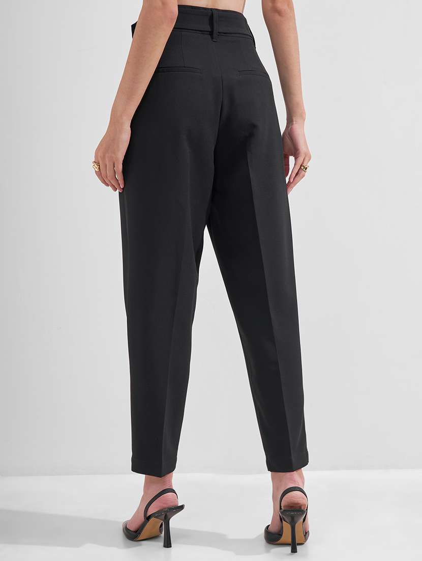 women solid high rise cigarette pants - 22526943 -  Standard Image - 3