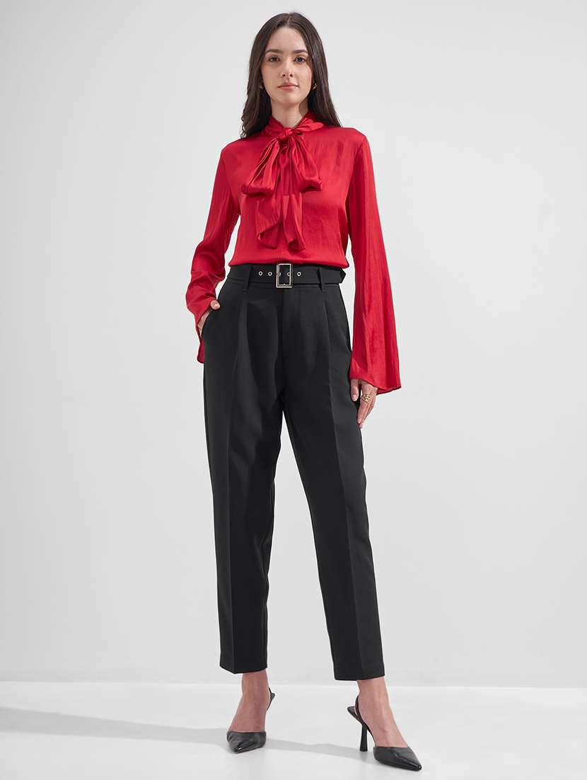 women solid high rise cigarette pants - 22526943 -  Standard Image - 5