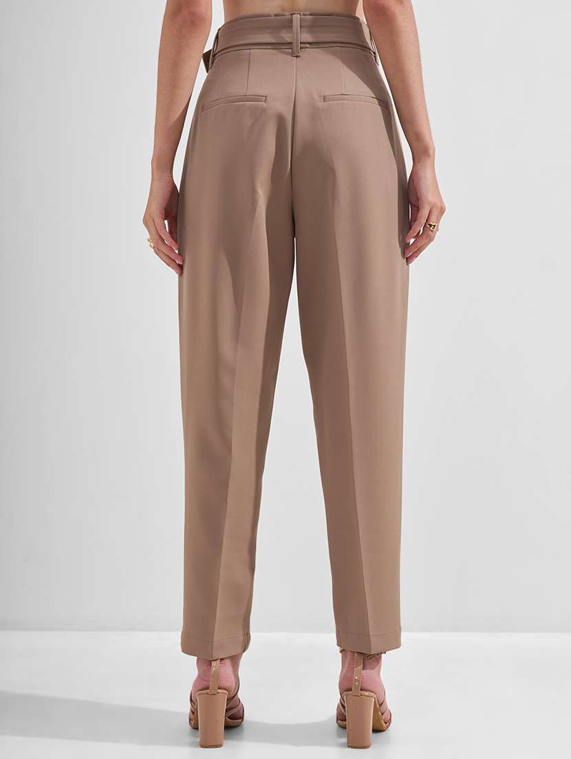 women solid high rise cigarette pants - 22526944 -  Standard Image - 3
