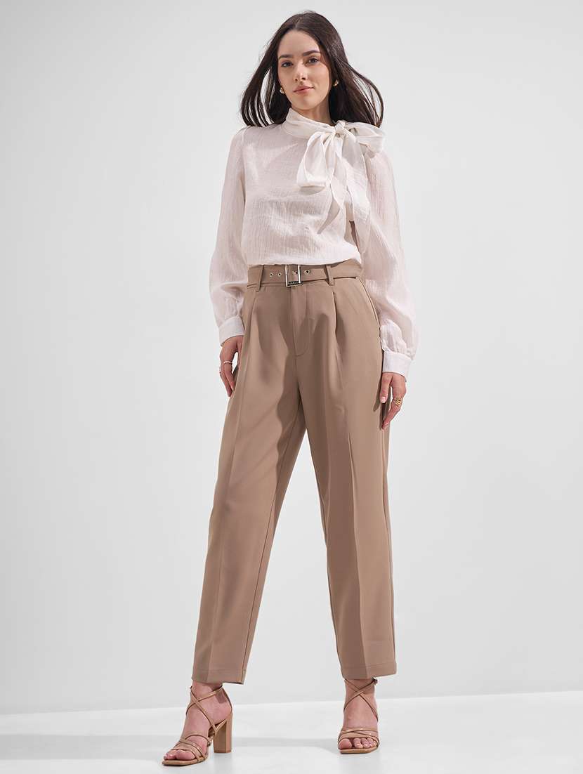 women solid high rise cigarette pants - 22526944 -  Standard Image - 5