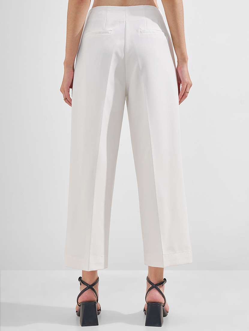 women solid mid rise wide leg trouser - 22526947 -  Standard Image - 3