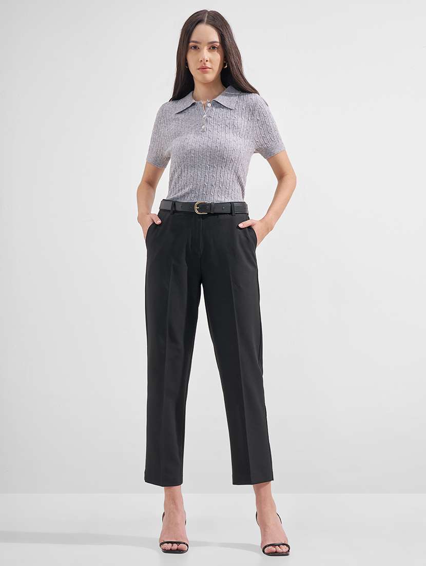 women solid mid rise tailored trouser - 22526950 -  Standard Image - 5