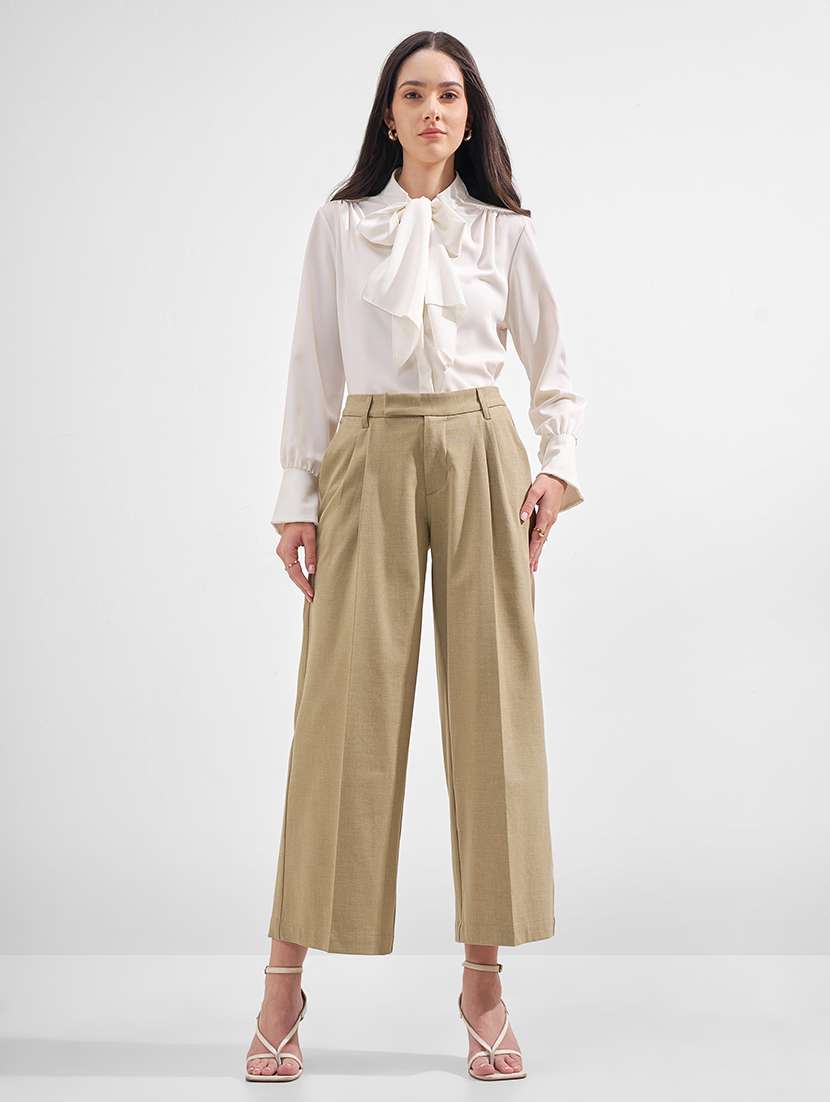 women solid mid rise tailored trouser - 22526952 -  Standard Image - 5