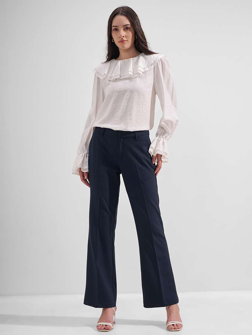 women solid mid rise bootcut trouser - 22526954 -  Standard Image - 5