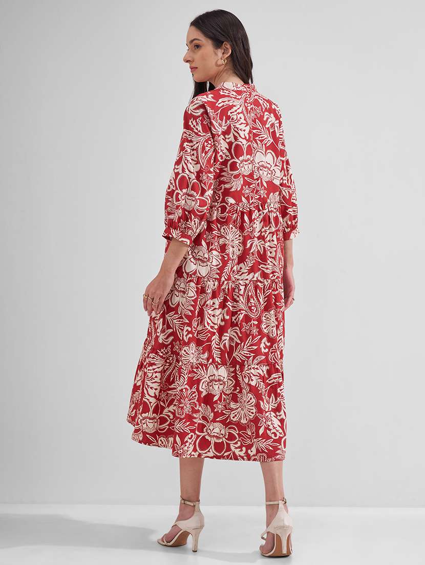 Women Printed Mandarin Neck Tiered Dress - 22526970 -  Standard Image - 3
