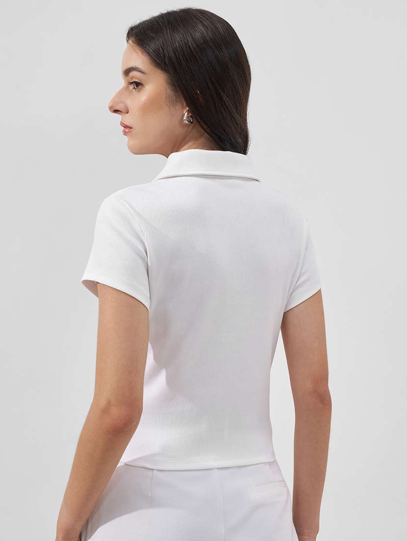 women solid short sleeves polo t-shirt - 22527009 -  Standard Image - 3