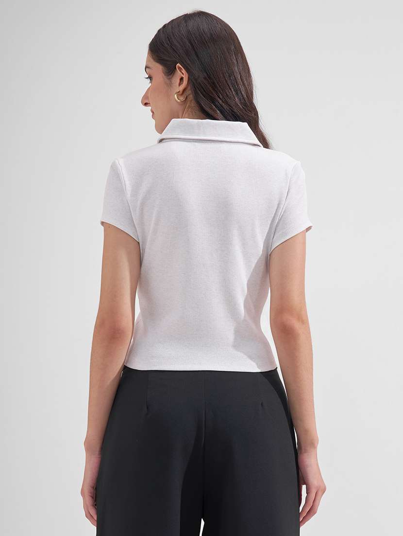women solid short sleeves polo t-shirt - 22527011 -  Standard Image - 3