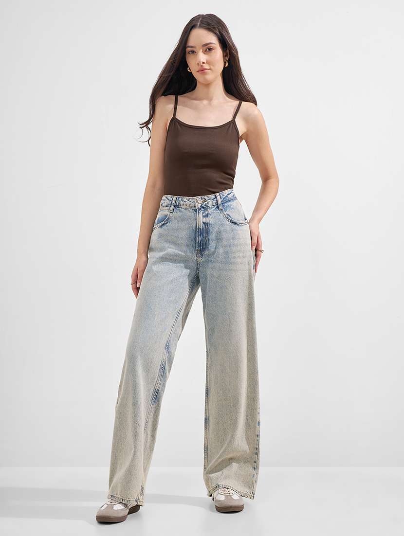 women solid shoulder strap crop top - 22527013 -  Standard Image - 5
