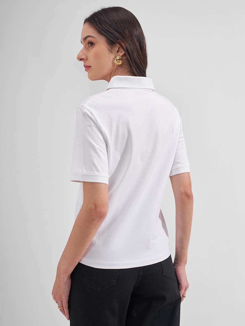 women solid short sleeves polo t-shirt - 22527023 -  Standard Image - 3