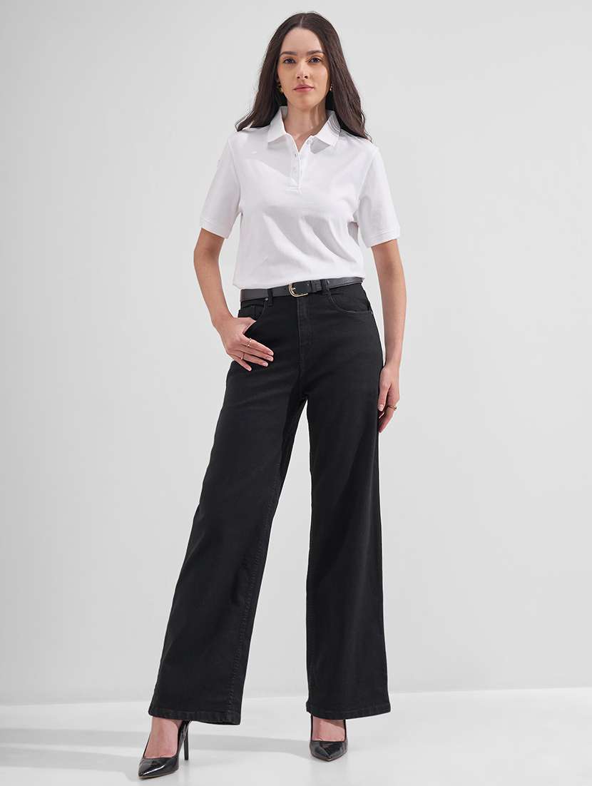 women solid short sleeves polo t-shirt - 22527023 -  Standard Image - 5