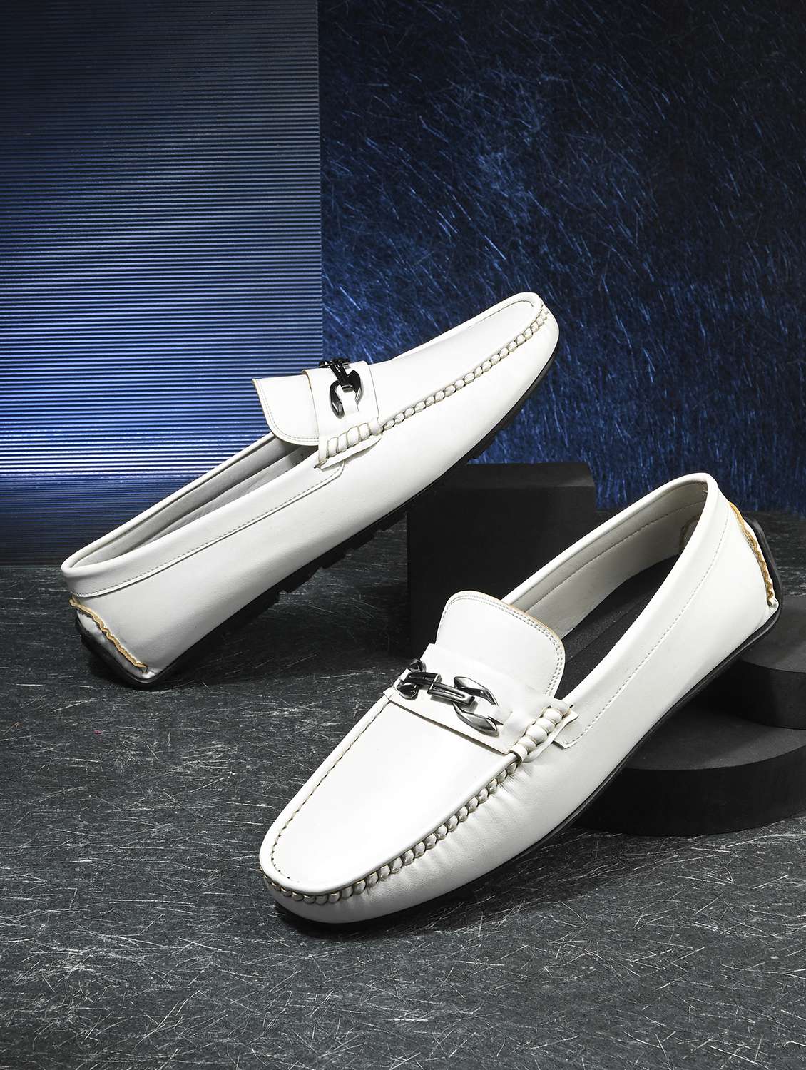 men white slip on horsebit loafer