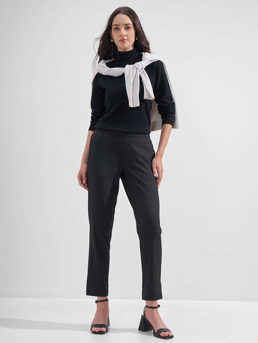 women solid mid rise ankle length tapered pant - 22527048 -  Standard Image - 5