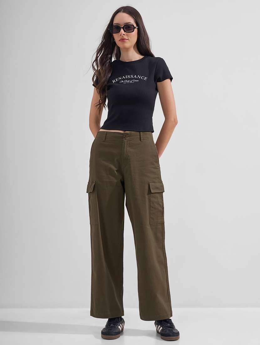 women solid mid rise cargo pants - 22527055 -  Standard Image - 5