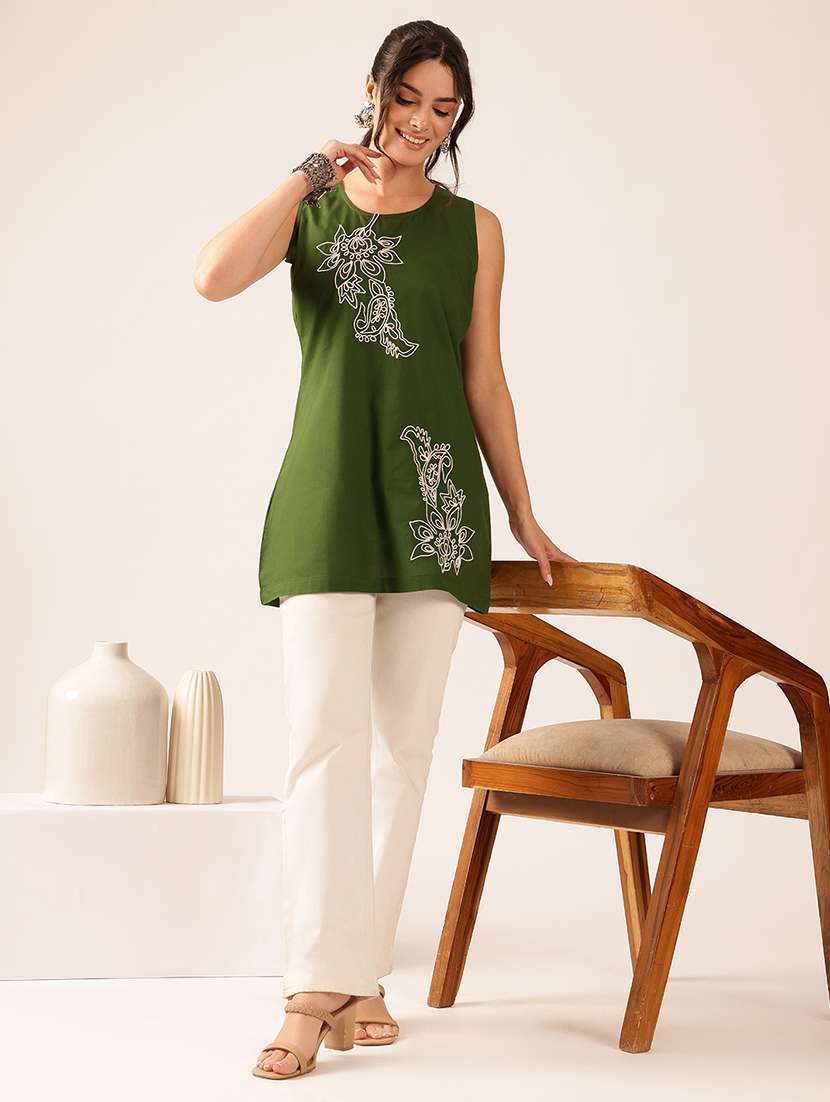 women embroidered sleeveless a-line tunic - 22527174 -  Standard Image - 5