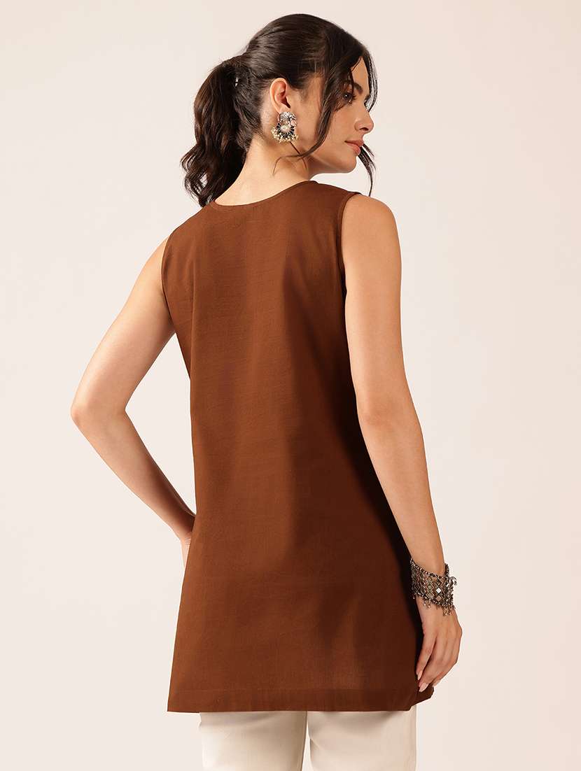 women embroidered sleeveless a-line tunic - 22527176 -  Standard Image - 3