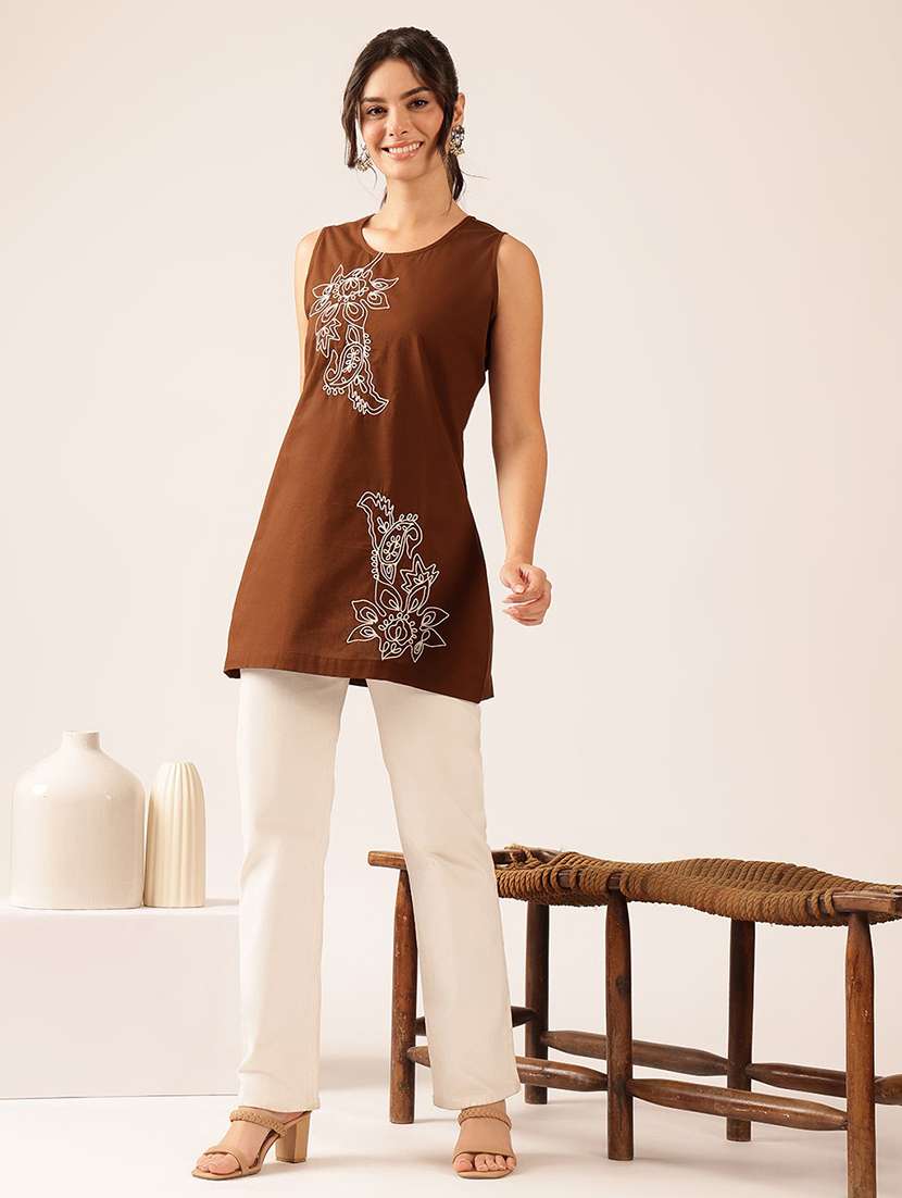 women embroidered sleeveless a-line tunic - 22527176 -  Standard Image - 5