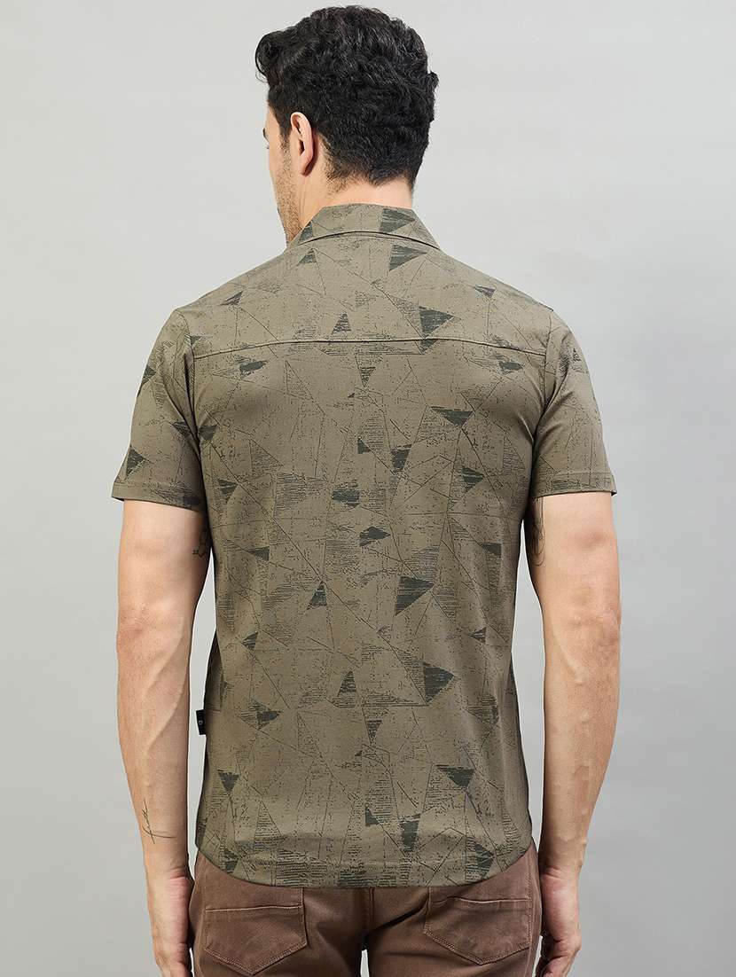 men printed short sleeve slim fit casual shirt - 22527187 -  Standard Image - 3