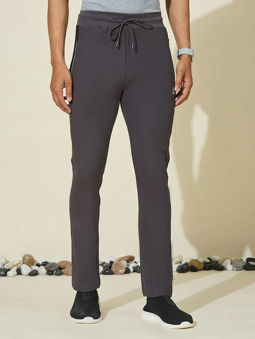  men color block mid rise full length track pant