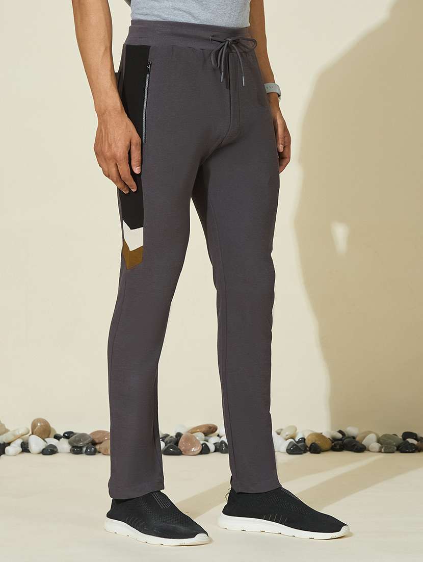  men color block mid rise full length track pant - 22527221 -  Standard Image - 3