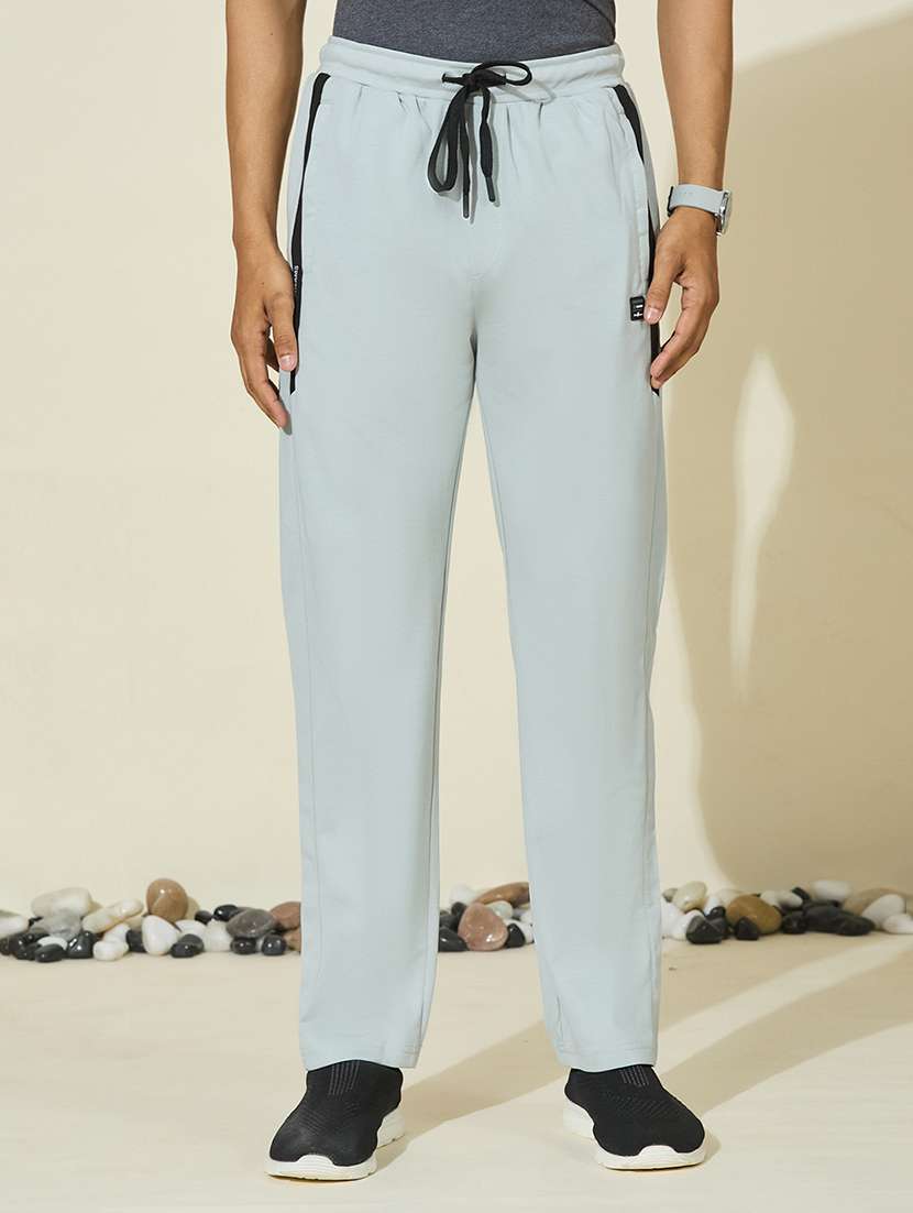  men solid mid rise full length track pant