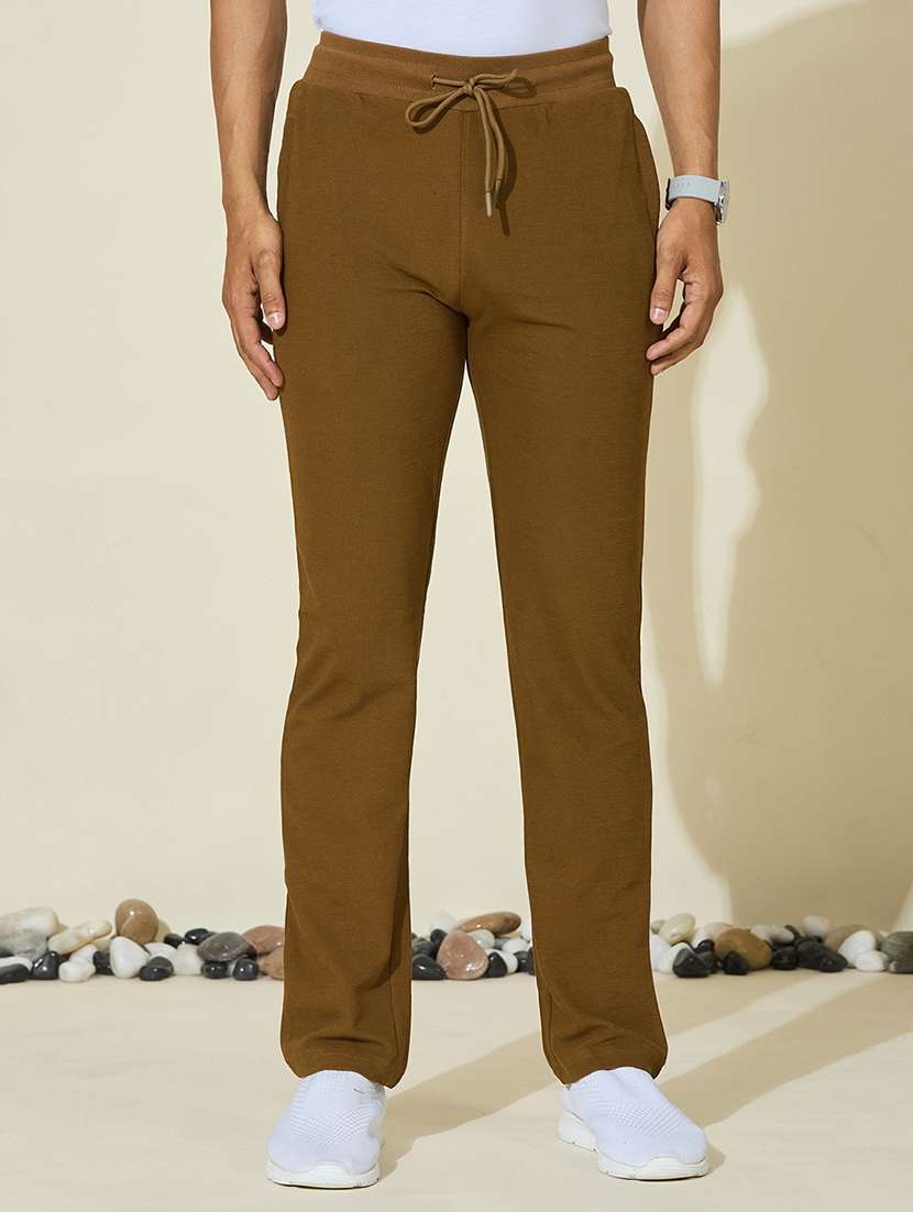  men solid mid rise full length track pant