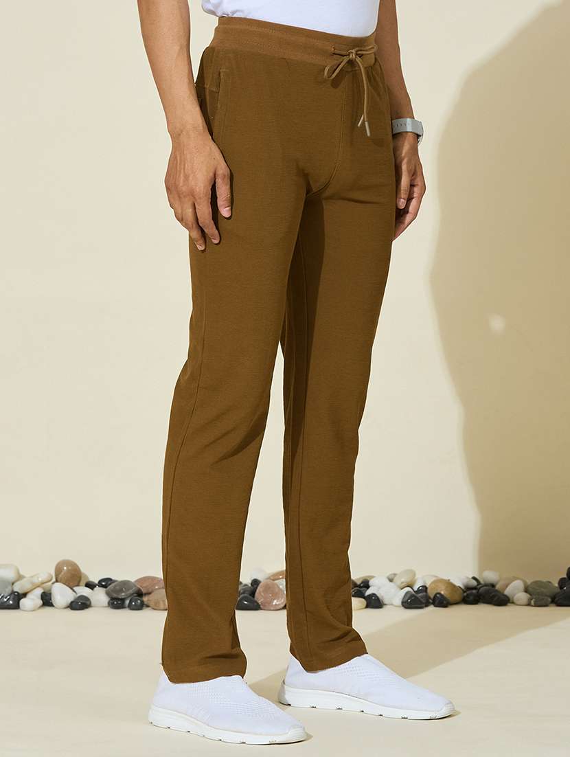  men solid mid rise full length track pant - 22527226 -  Standard Image - 3