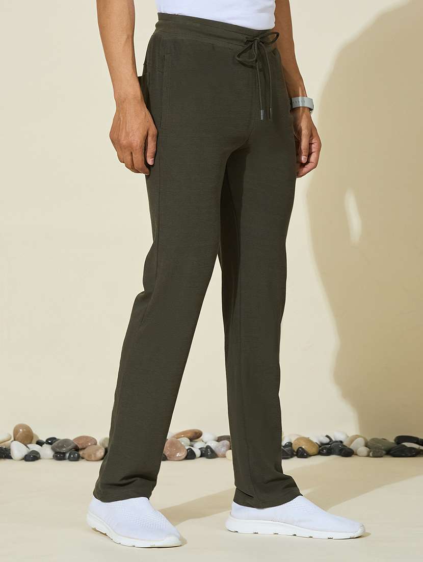 men solid mid rise full length track pant - 22527227 -  Standard Image - 3