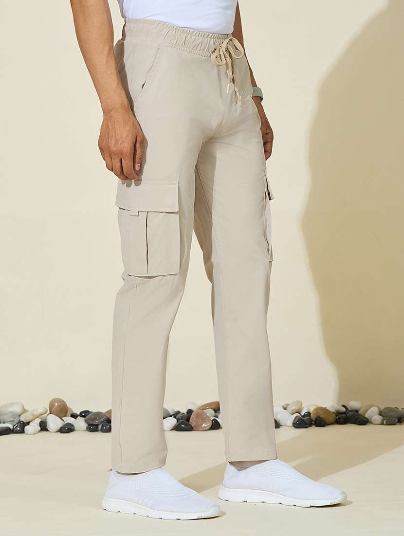 Men Solid Mid Rise Regular Fit Cargo - 22527235 -  Standard Image - 3