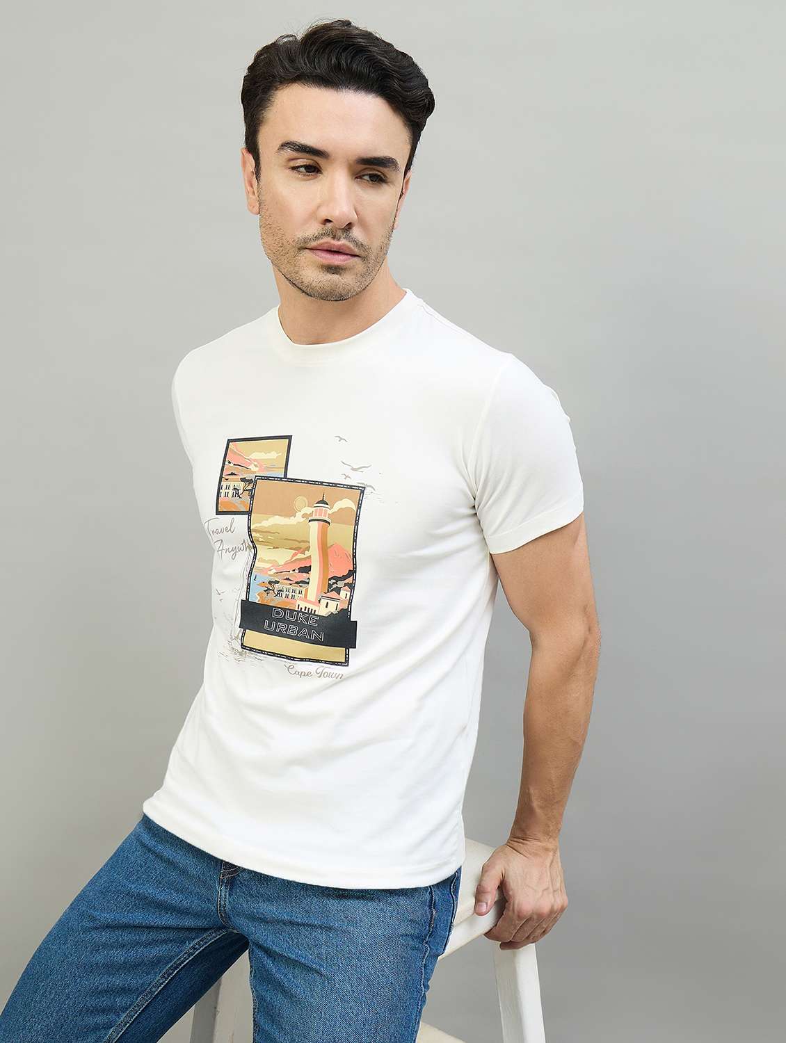 men printed short sleeve slim fit t-shirt