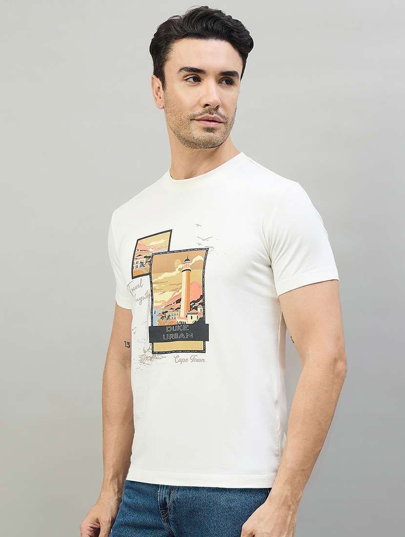 Men Printed Short Sleeve Slim Fit T-shirt - 22527246 -  Standard Image - 3