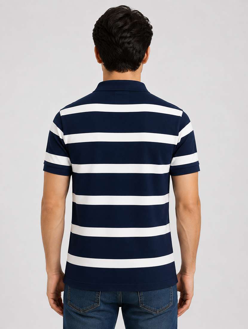 men striped short sleeve regular fit polo t-shirt - 22527330 -  Standard Image - 3