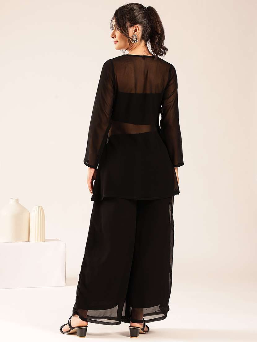 Women Embroidered Long Sleeve Kurta Palazzo Set - 22527339 -  Standard Image - 3