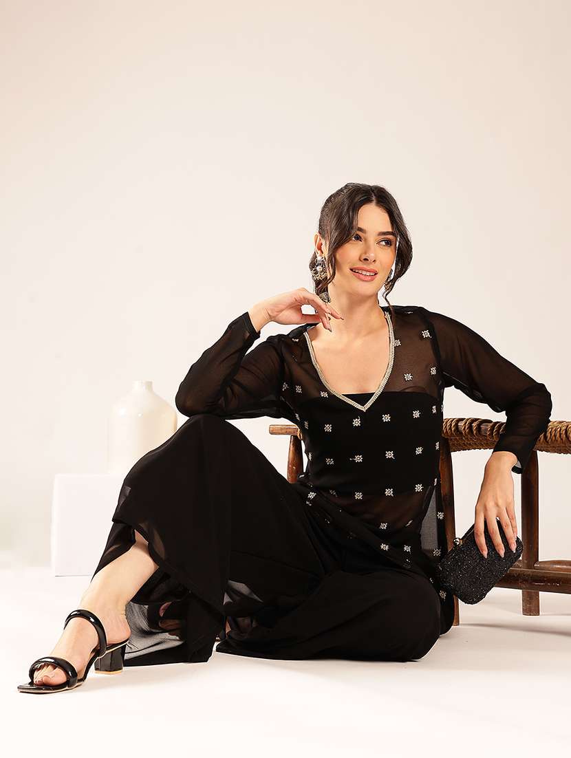 Women Embroidered Long Sleeve Kurta Palazzo Set - 22527339 -  Standard Image - 5