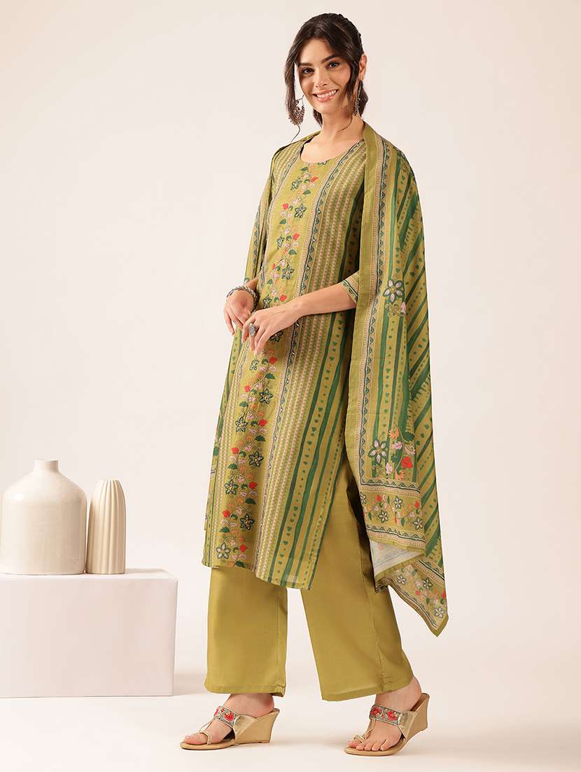 women printed three quarter sleeve kurta pant with dupatta set - 22527352 -  Standard Image - 3