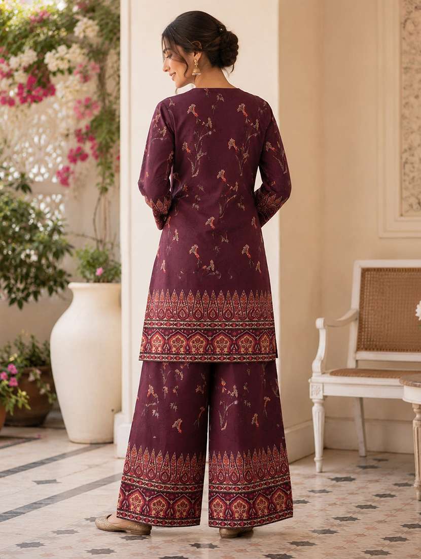 women printed long sleeve ethnic co-ord set - 22527391 -  Standard Image - 3