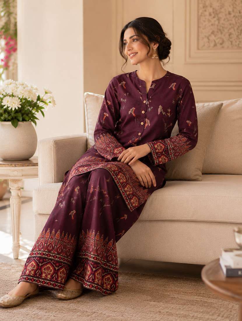 women printed long sleeve ethnic co-ord set - 22527391 -  Standard Image - 5