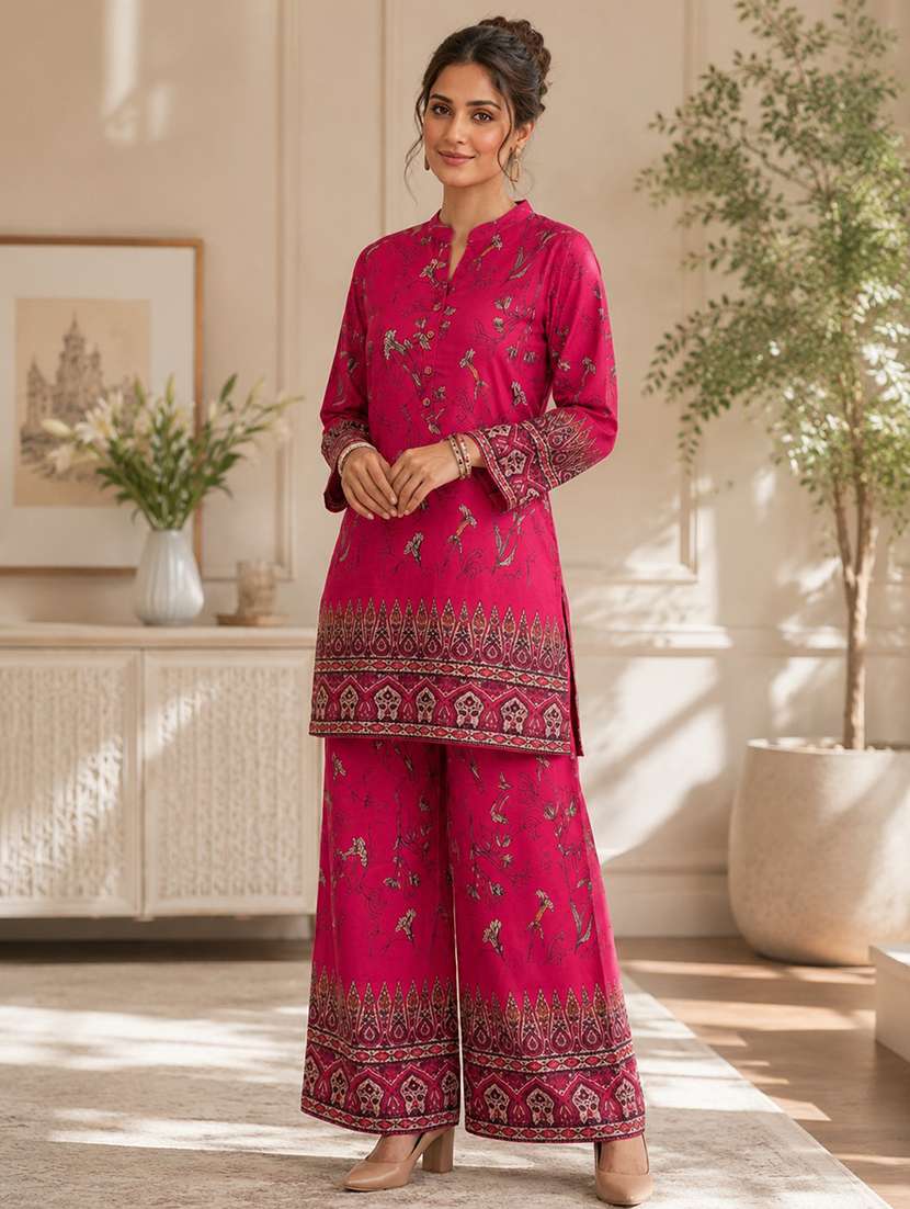 women printed long sleeve ethnic co-ord set