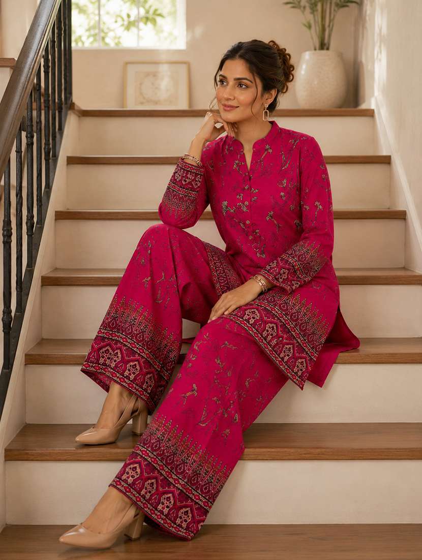 women printed long sleeve ethnic co-ord set - 22527392 -  Standard Image - 5