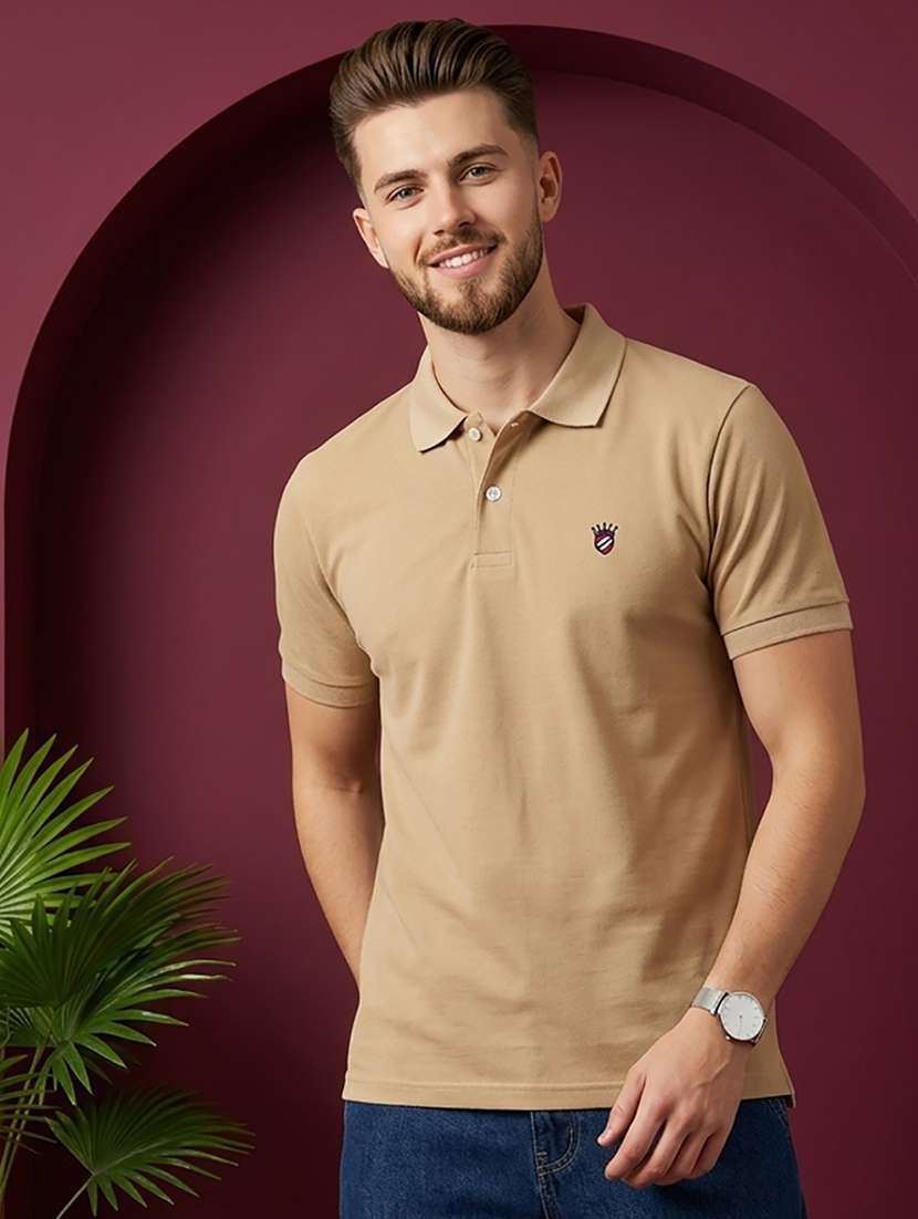 men solid short sleeve regular fit polo t-shirt