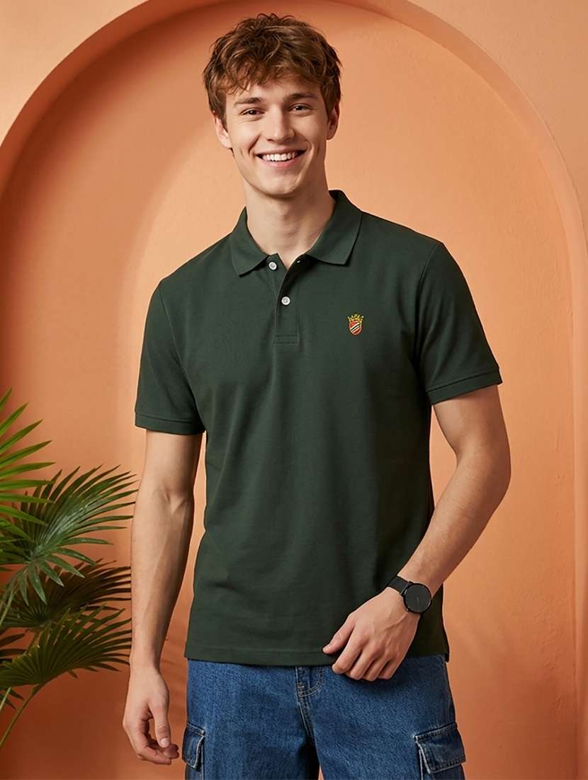 men solid short sleeve regular fit polo t-shirt