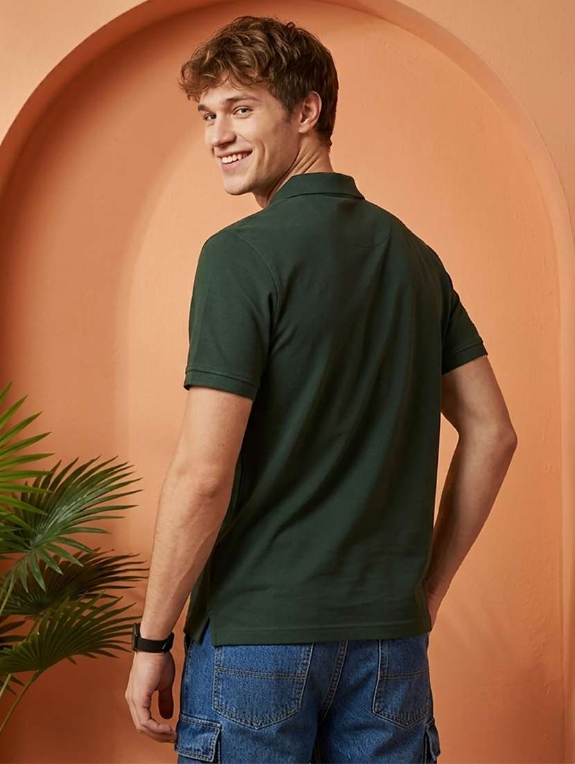 Men Solid Short Sleeve Regular Fit Polo T-shirt - 22527399 -  Standard Image - 3