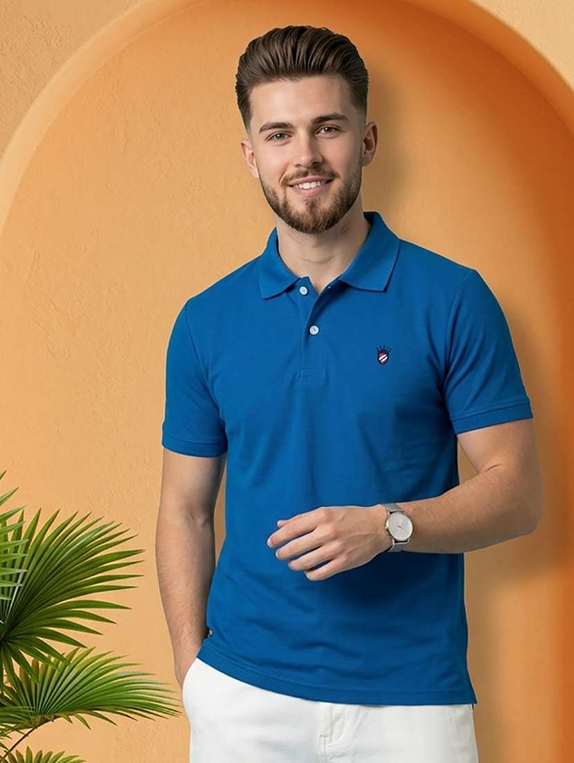 men solid short sleeve regular fit polo t-shirt