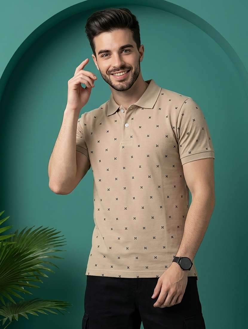 men printed short sleeve regular fit polo t-shirt